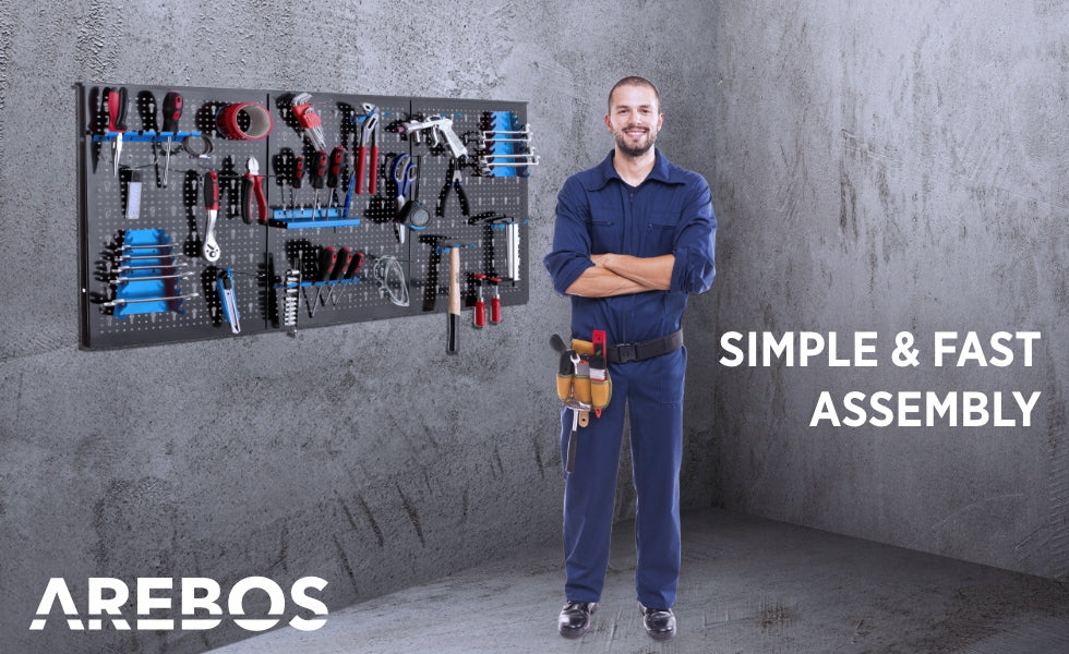 Arebos - Workshop Tool Wall | 17 pcs. | 117,6 x 59,5 x 2 cm | Blue Color blue