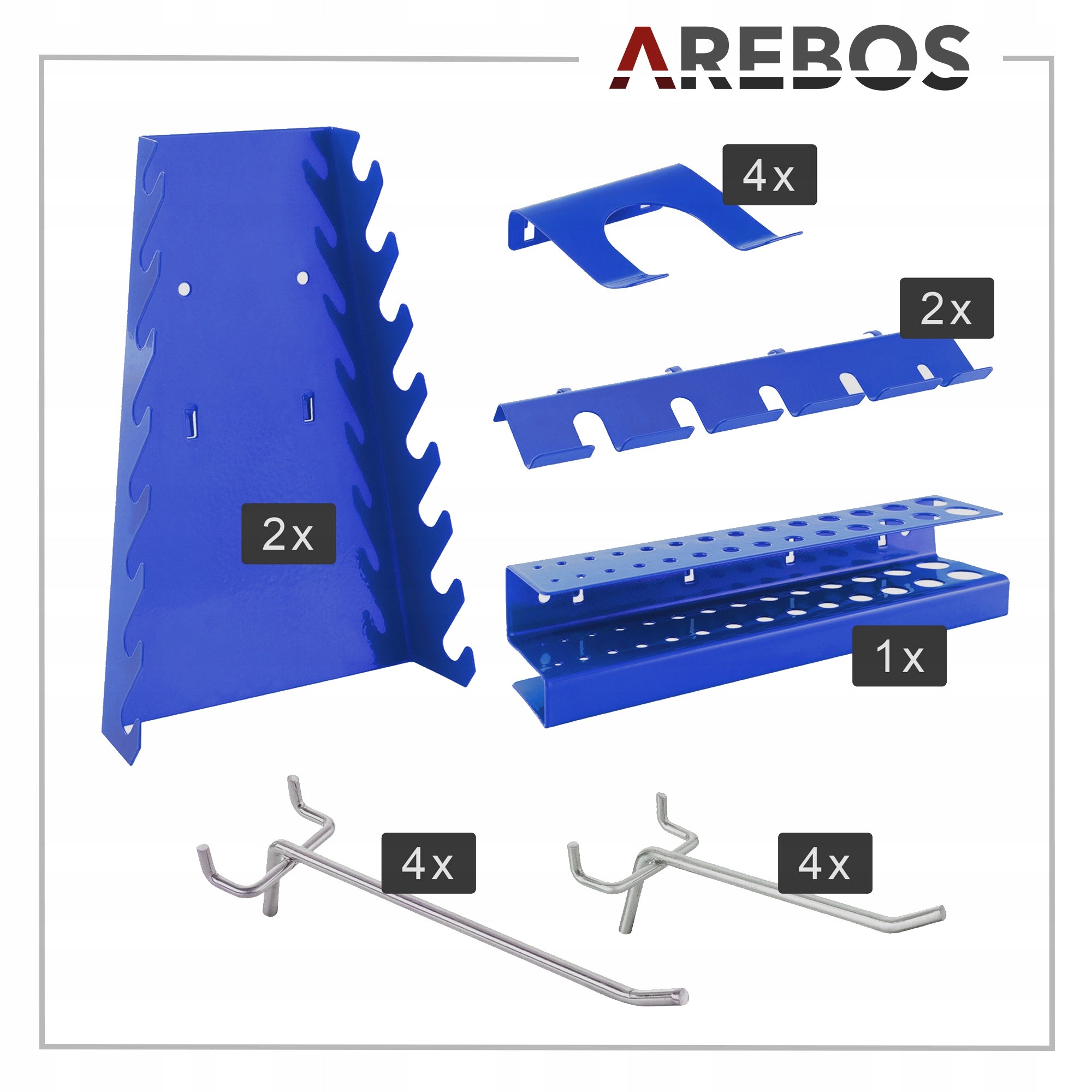 Arebos - Workshop Tool Wall | 17 pcs. | 117,6 x 59,5 x 2 cm | Blue Product height 60 cm