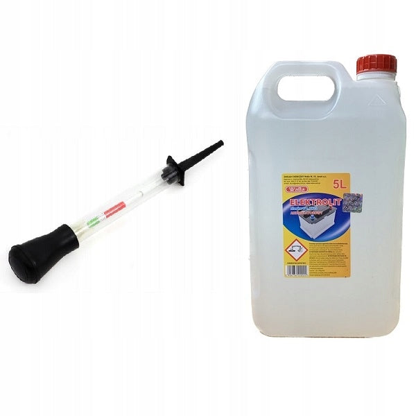 Areometer battery tester density meter + electrolyte acid 38% 5L