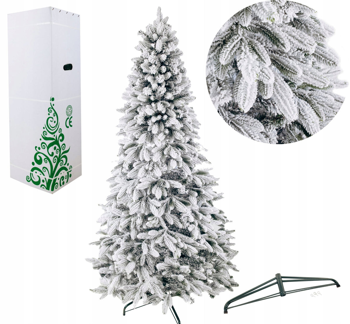 Artificial Christmas Tree Snow-covered PE+PVC Spruce Global 2.10 m