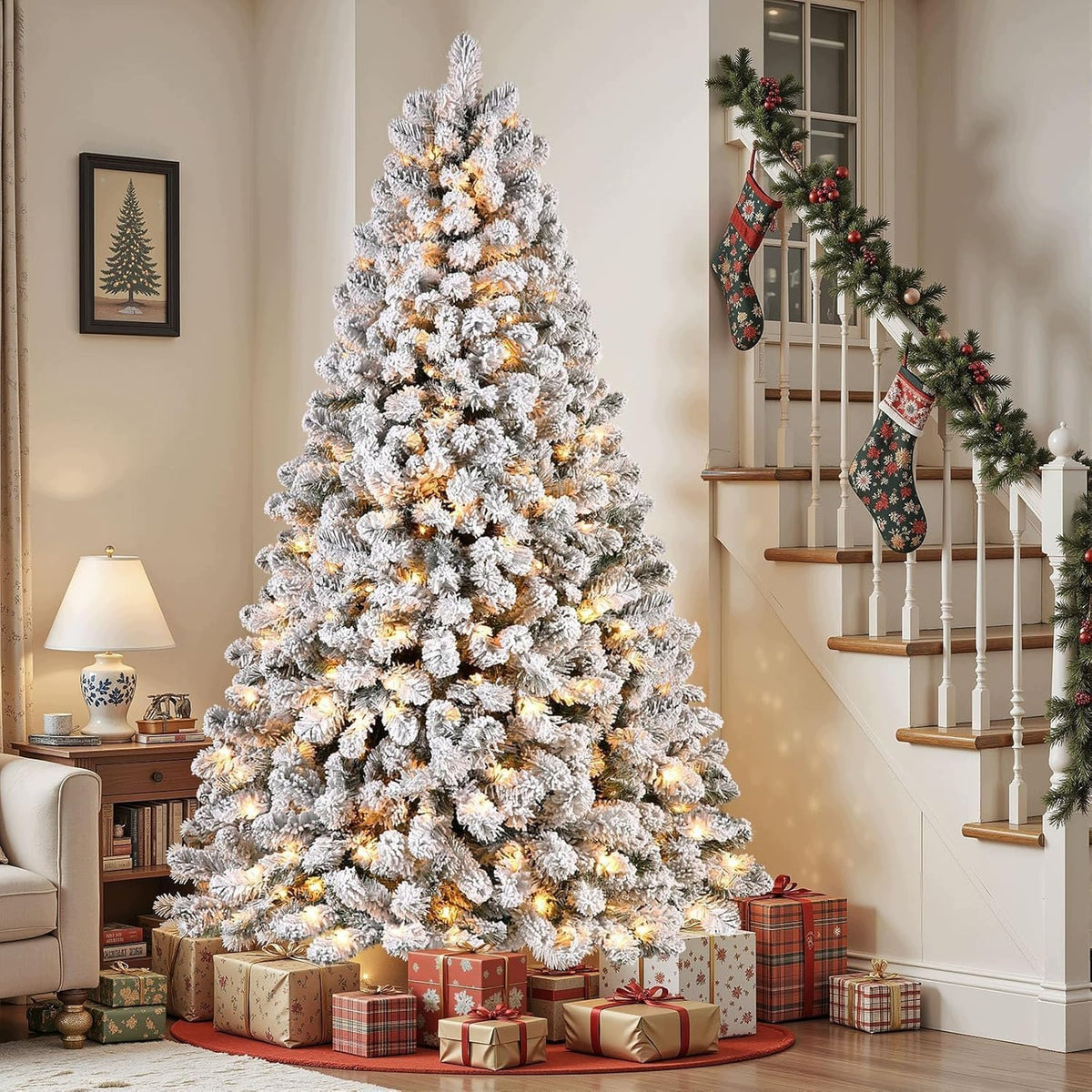 Artificial Christmas tree 180 cm LED 300 LED snow 856 twigs decoration home office Packaging status original
