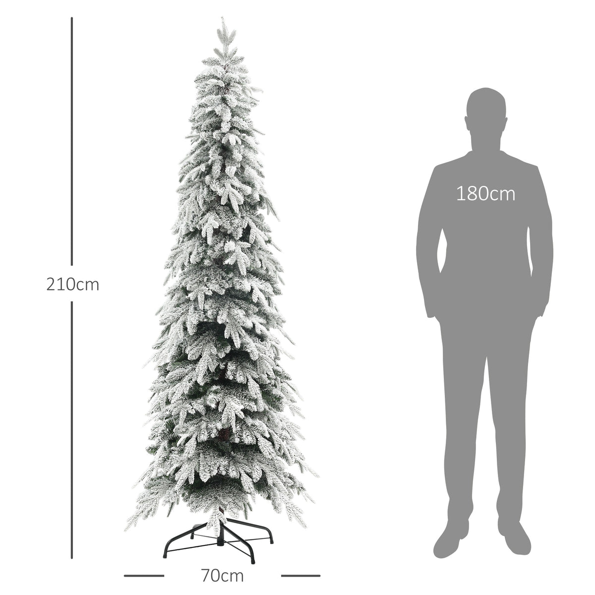 Artificial Christmas tree 210 cm, as alive, with 800 dense twigs, artificial snow Brand Homcom