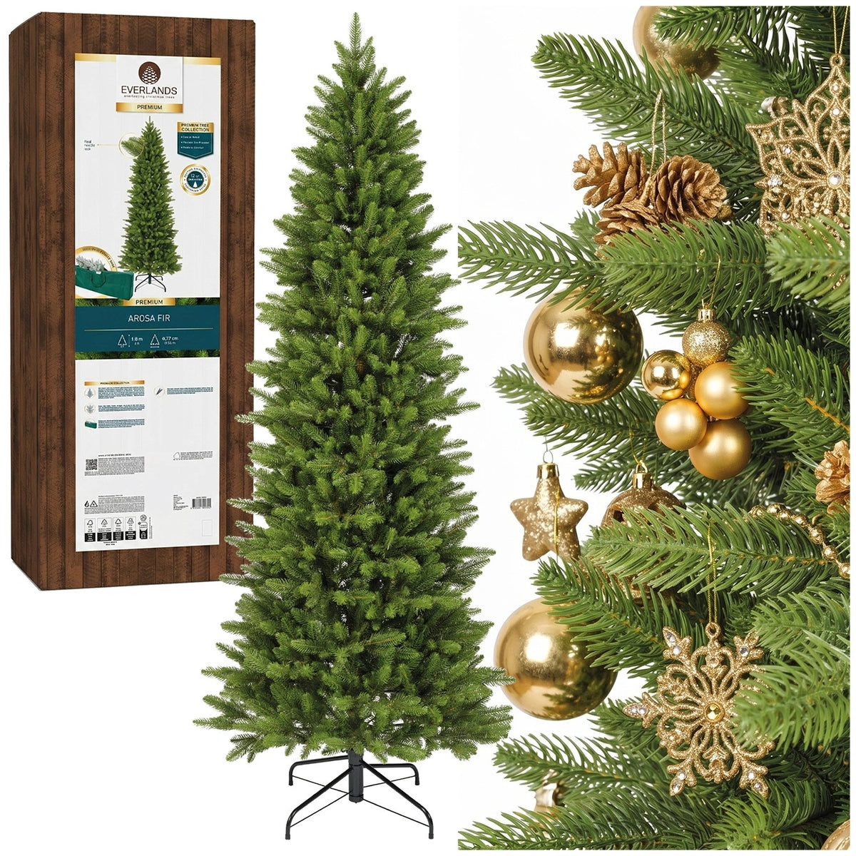 Artificial Christmas tree Fir AROSA PREMIUM as live dense 150 cm 100% PE narrow