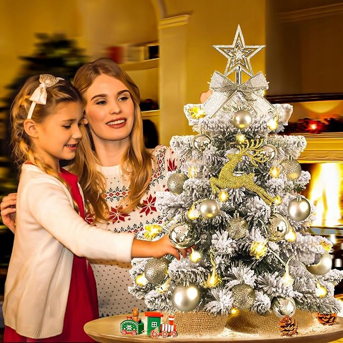 Artificial Christmas tree mini snow-covered decorated ready with LED lights 60cm Manufacturer code 91yre91dgh