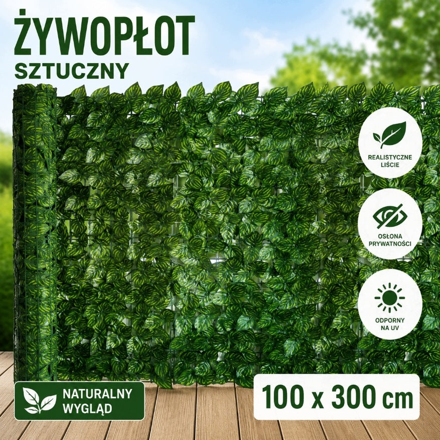 Artificial Hedge Ivy Cover Mat For Fence Balcony Terrace 1x3m
