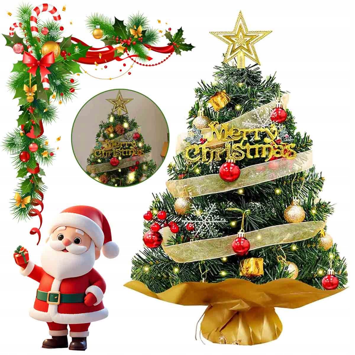 Artificial Mini Christmas Tree with Lighting, Christmas Decoration, 60 cm