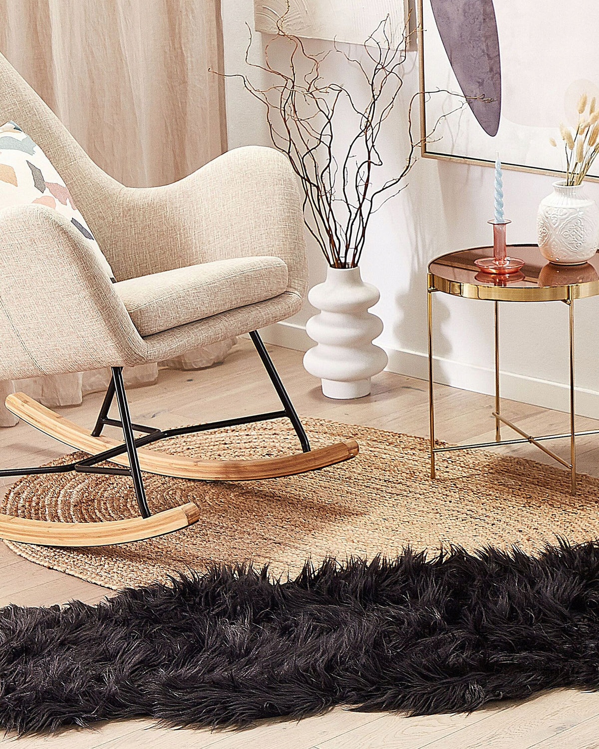 Artificial sheepskin fur 180x60 cm black Packaging status original