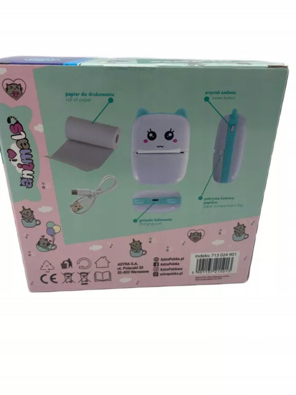 Astra Thermal printer fun Animals box + 10 rolls of printing paper Packaging status original