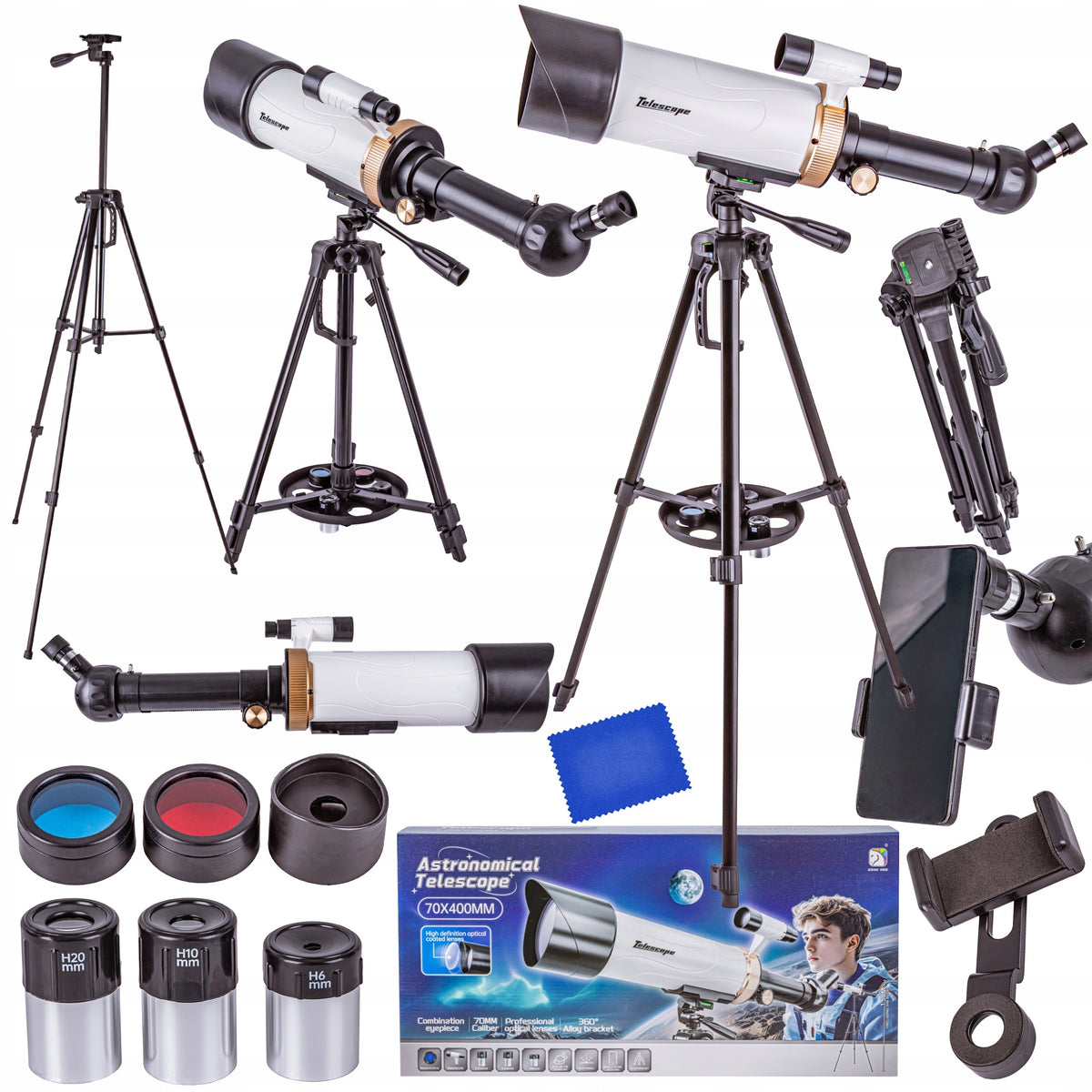 Astronomical Telescope with Tripod Observation Scope 3 Glasses Accessories