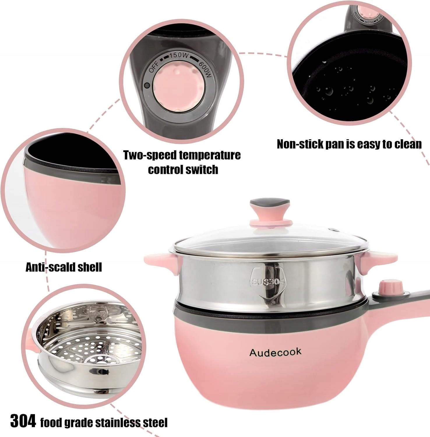 Audecook Electric Mini Frying Pan with Steamer 1,5L 20cm Manufacturer code JBHH