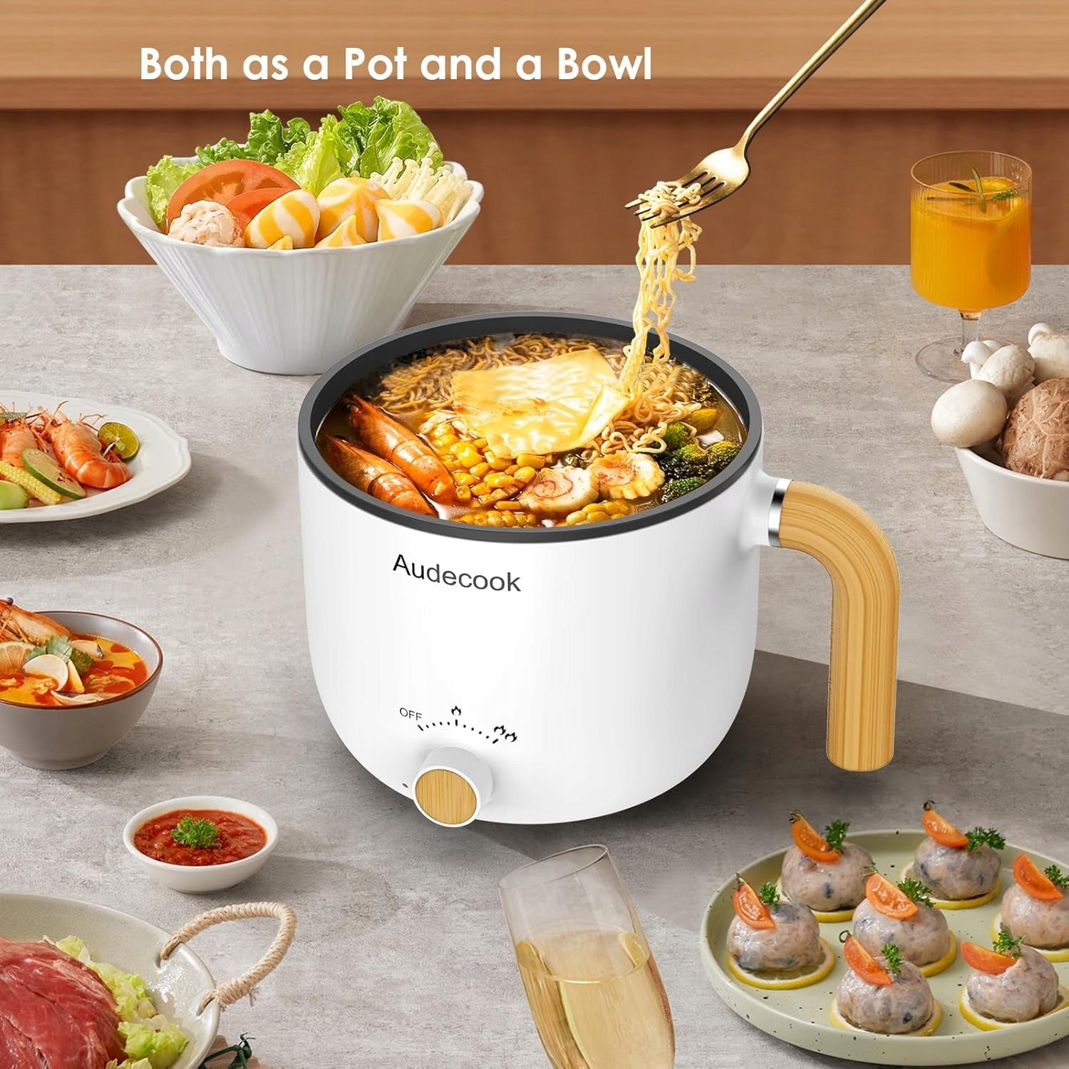 Audecook Pot Multifunctional 1.5L 600W Nonstick Portable Brand no brand