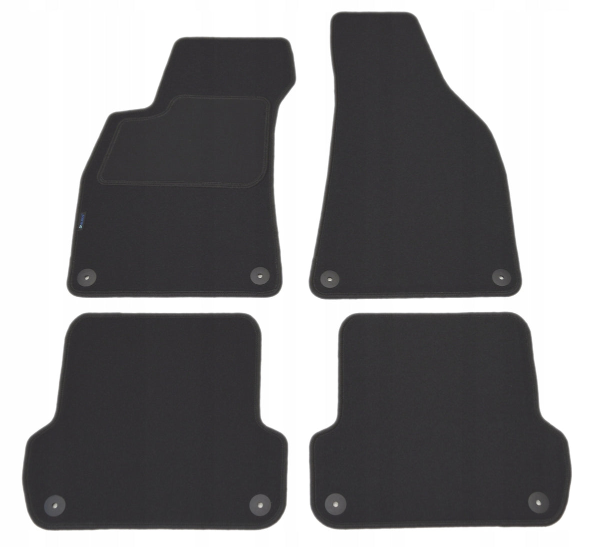 Audi A4 B6/B7 2000-2008r. Black Velour Rugs - Silver.