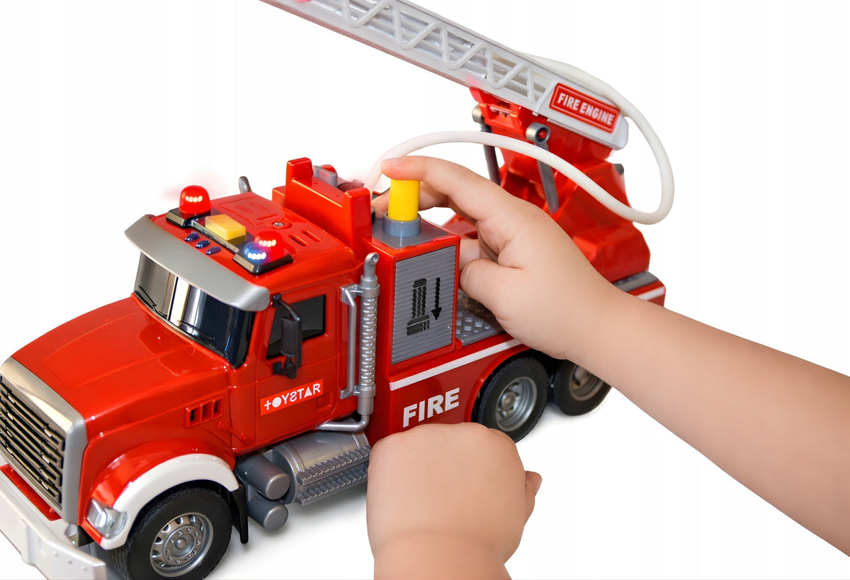 Auto Fire Brigade Large Water Funnel Sound Light Ladder Rubber Wheels Brand Sferazabawek