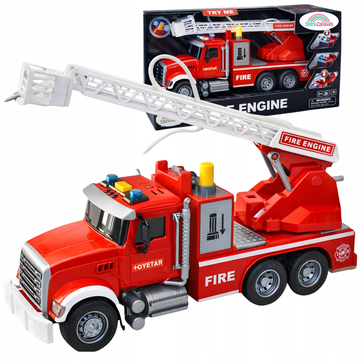 Auto Fire Brigade Large Water Funnel Sound Light Ladder Rubber Wheels