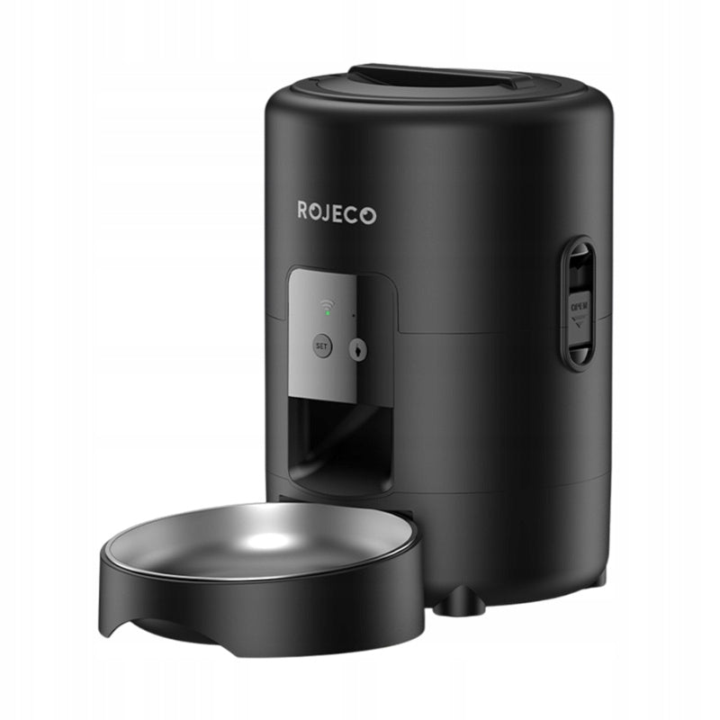 Automatic Dog Food Dispenser ROJECO 2L WiFi Stainless Steel Packaging status original
