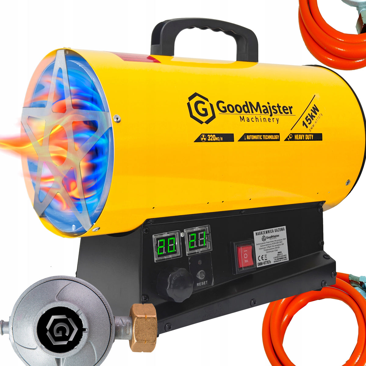 Automatic GAS HEATER with THERMOSTAT LCD 15kW BLOWER 320m3/h