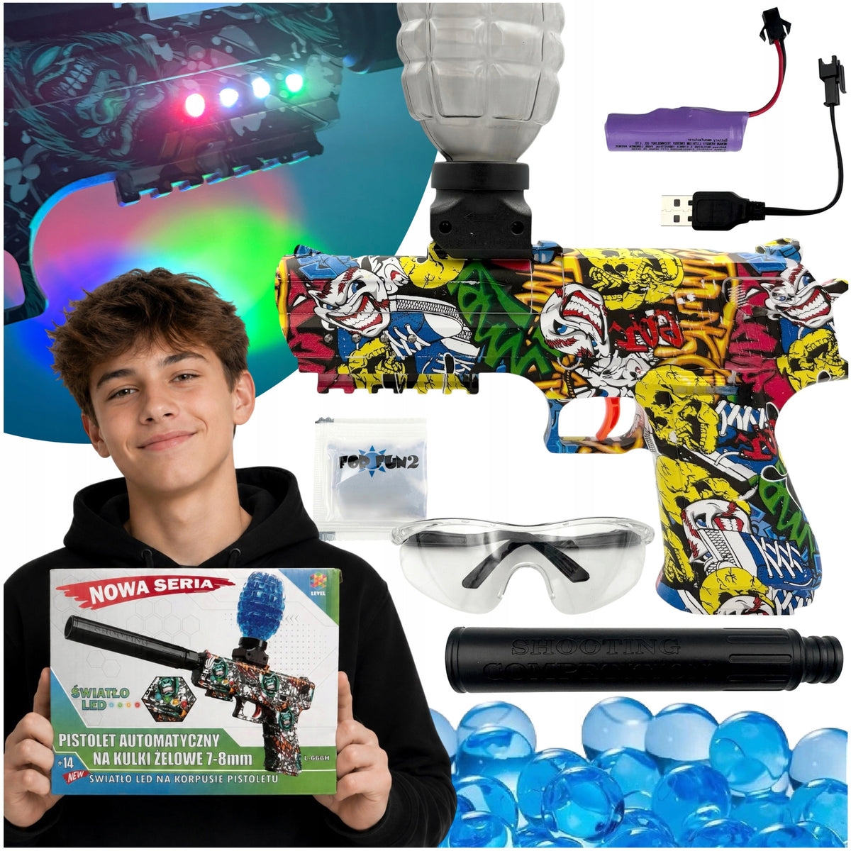 Automatic Gel Ball Gun with Battery Gel Gun Shines