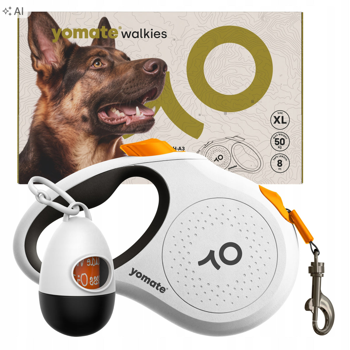 Automatic Lanyard 8 meters for Dog up to 50 kg Rolled with Lock Handy