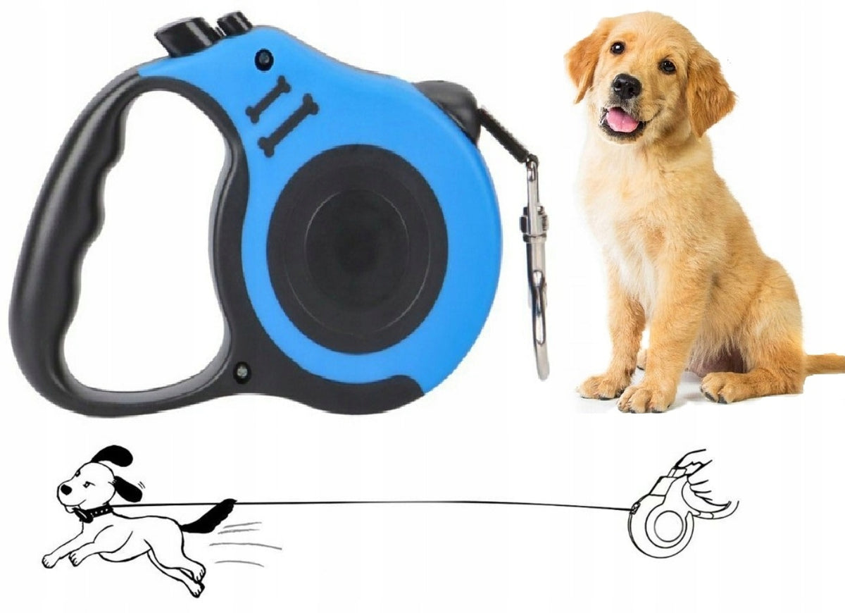 Automatic Lanyard for Dog Cat Flexi Retractable with Lock 5m 20kg BLUE Packaging status original