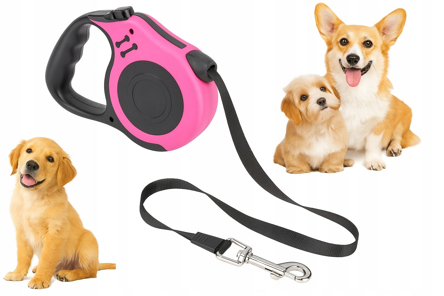 Automatic Lanyard for Dog Cat Flexi Retractable with Lock 5m 20kg PINK Manufacturer code Profesjonalna Smycz Automatyczna dla Psa Kota