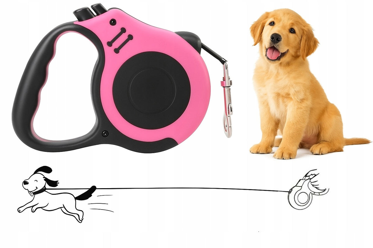Automatic Lanyard for Dog Cat Flexi Retractable with Lock 5m 20kg PINK Packaging status original