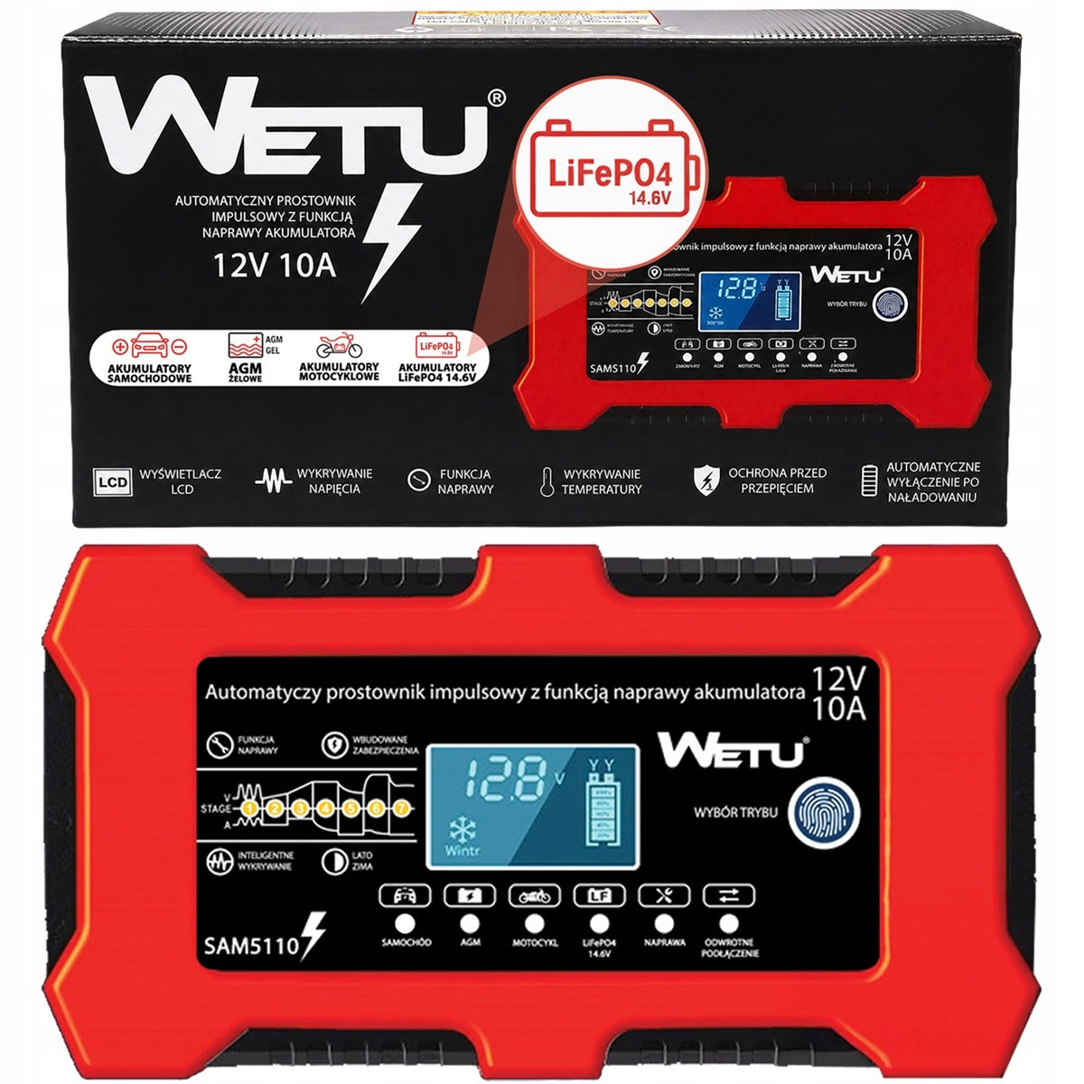 Automatic Rectifier 10A for LiFePO4 AGM Gel 12V WETU batteries