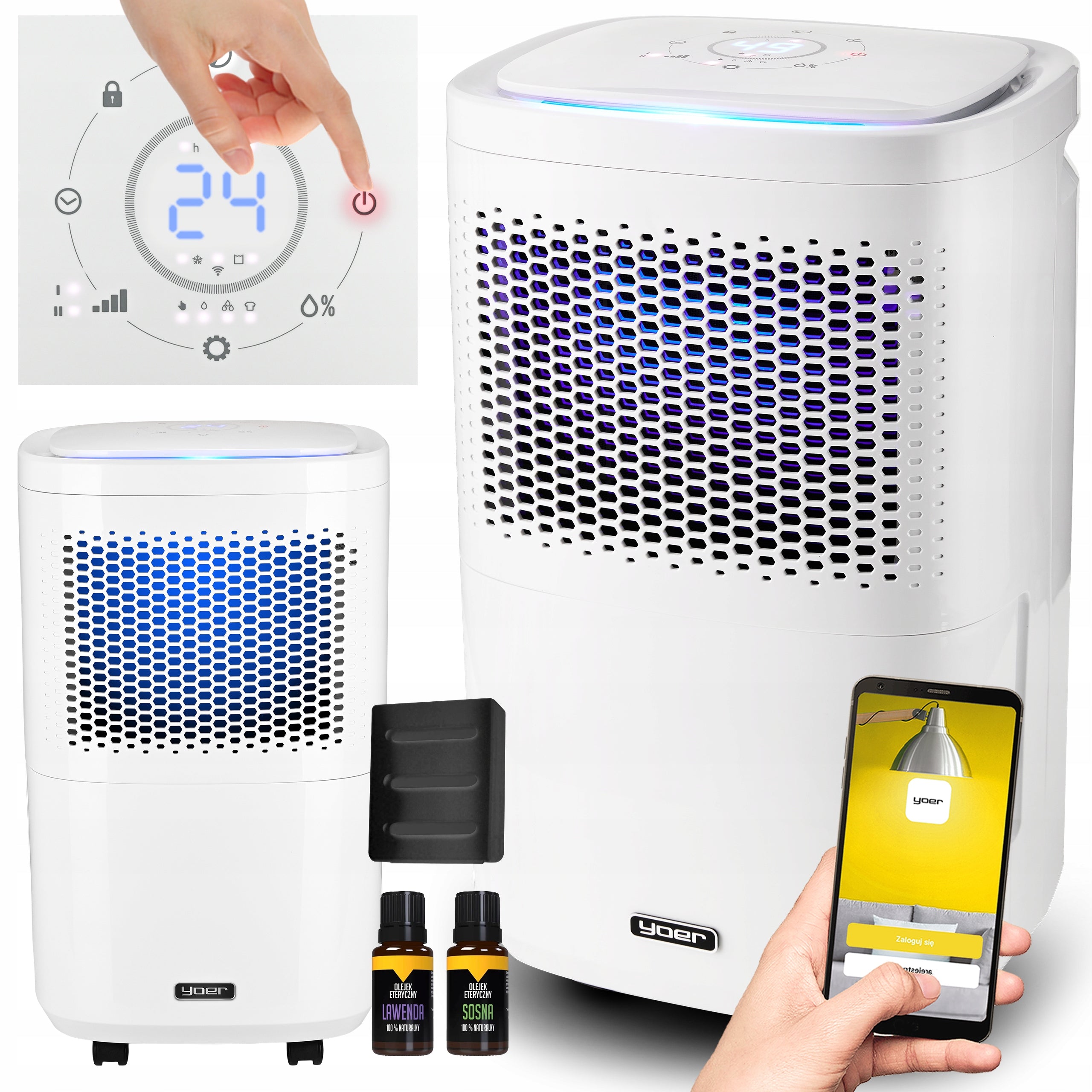 Automatic dehumidifier Yoer 12L/24h 40m2 +TIMER +Laundry drying