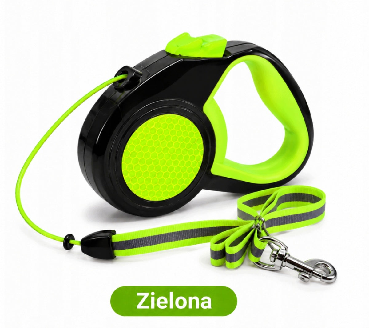 Automatic dog leash 8 m reflective cord with lock green grey Brand no brand