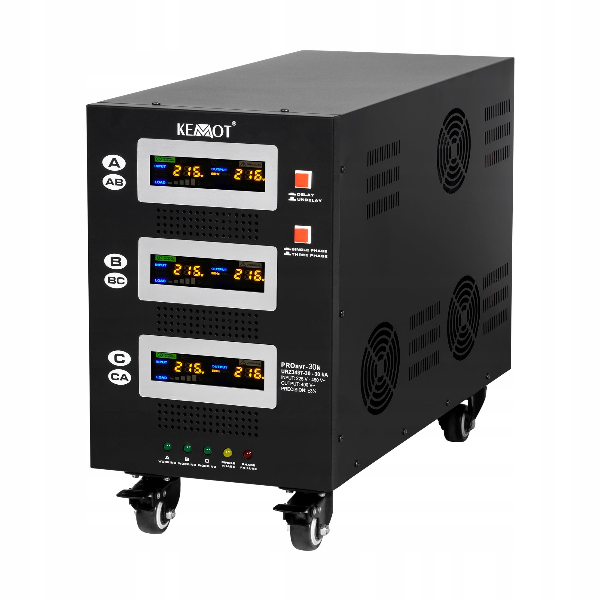 Automatic three-phase voltage stabilizer 30000 VA 3% KEMOT PROavr-30k
