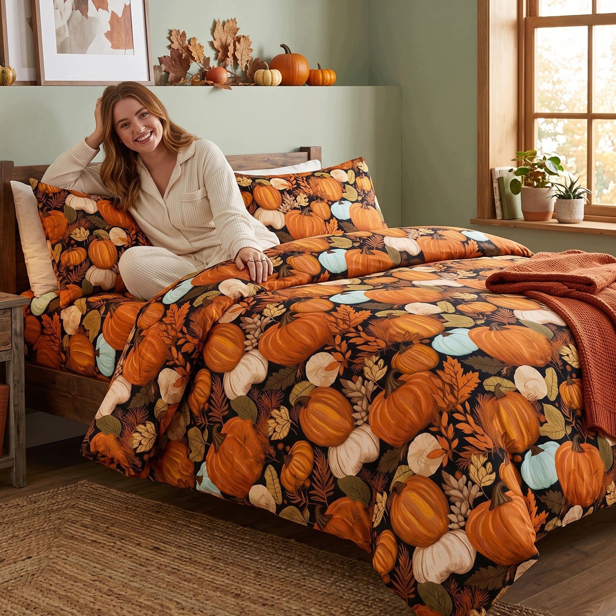 Autumn Bedding 200x220 W Pumpkin Cotton Premium J&W Autumn Garden Packaging status original