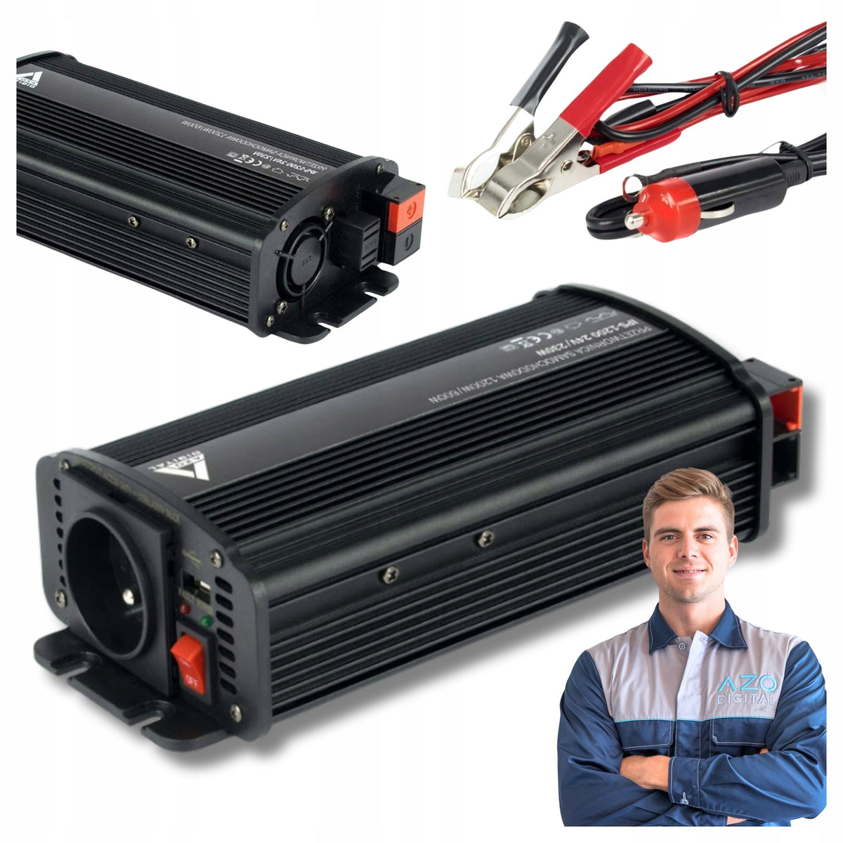 Azo car voltage converter 24 to 230v ips 1200u