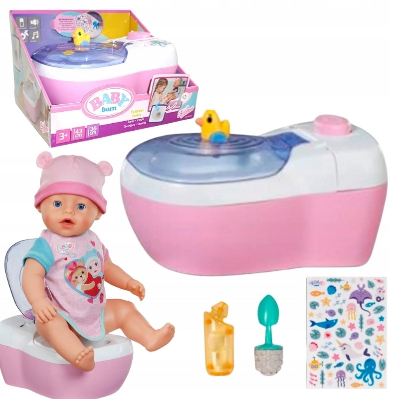 BABY BORN INTERACTIVE TOILET FOR DOLLS POTTY PLAYS MUSIC DRESSING TABLE SET