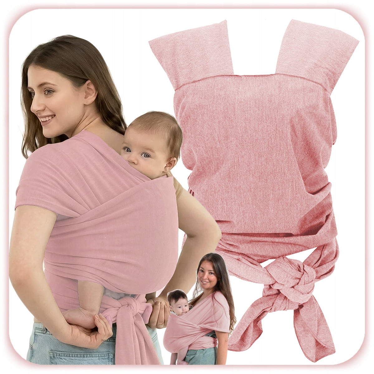 BABY CARRIER SCARF 20 KG ELASTIC PINK Manufacturer code CHUSTA DO NOSZENIA DZIECKA WIĄZANA ELASTYCZNA