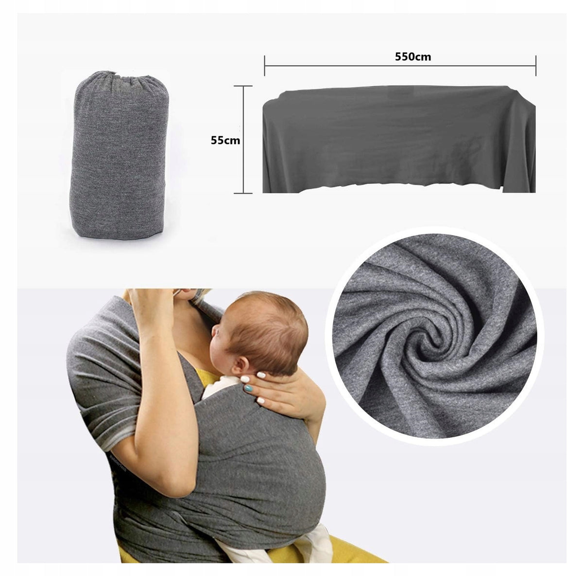BABY CARRYING SLING KANGAROO FABRIC PREMIUM 5,5m 20kg Packaging status original