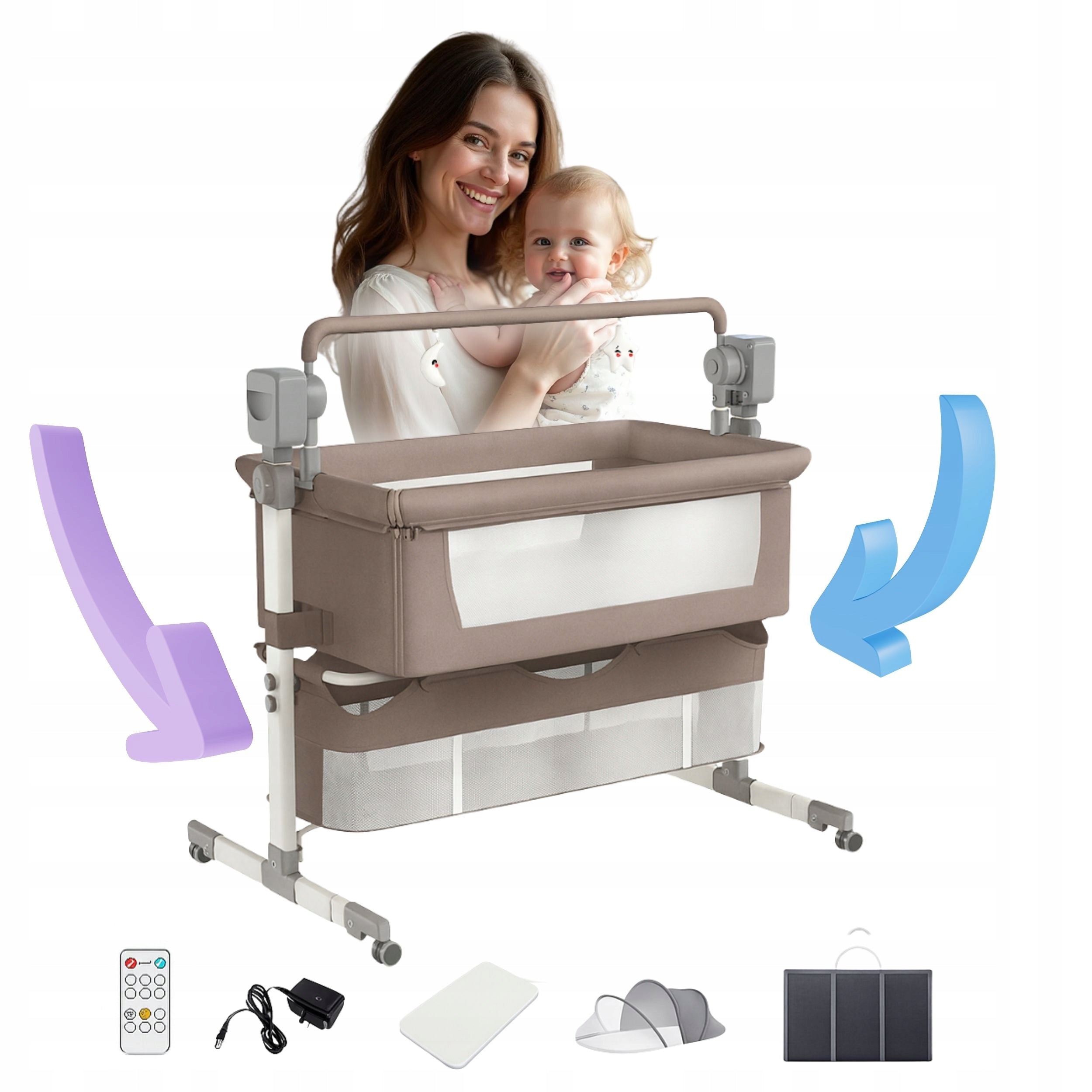 BABY CRIB AUTOMATICALLY ROCKING BABY + PLAYING MUSIC