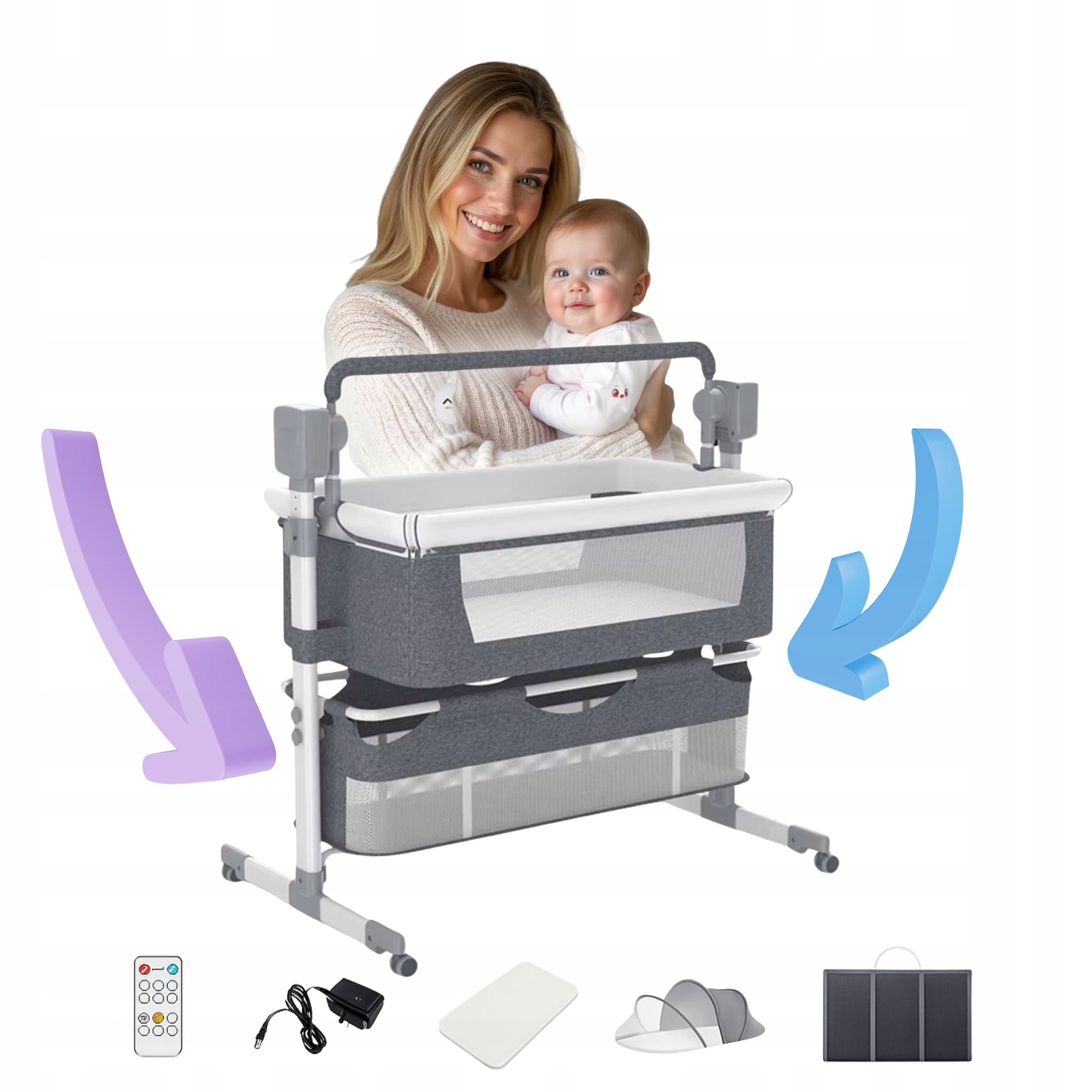 BABY CRIB AUTOMATICALLY ROCKING BABY + PLAYING MUSIC