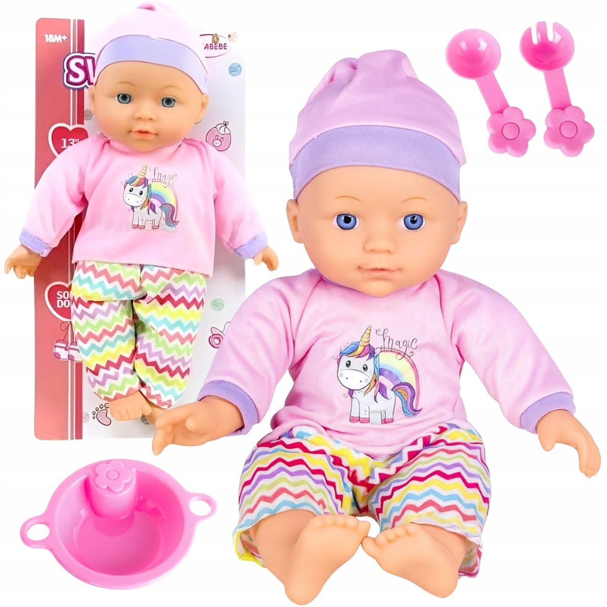 BABY DOLL BABY IN CLOTHES WITH FEEDING SET 30 CM