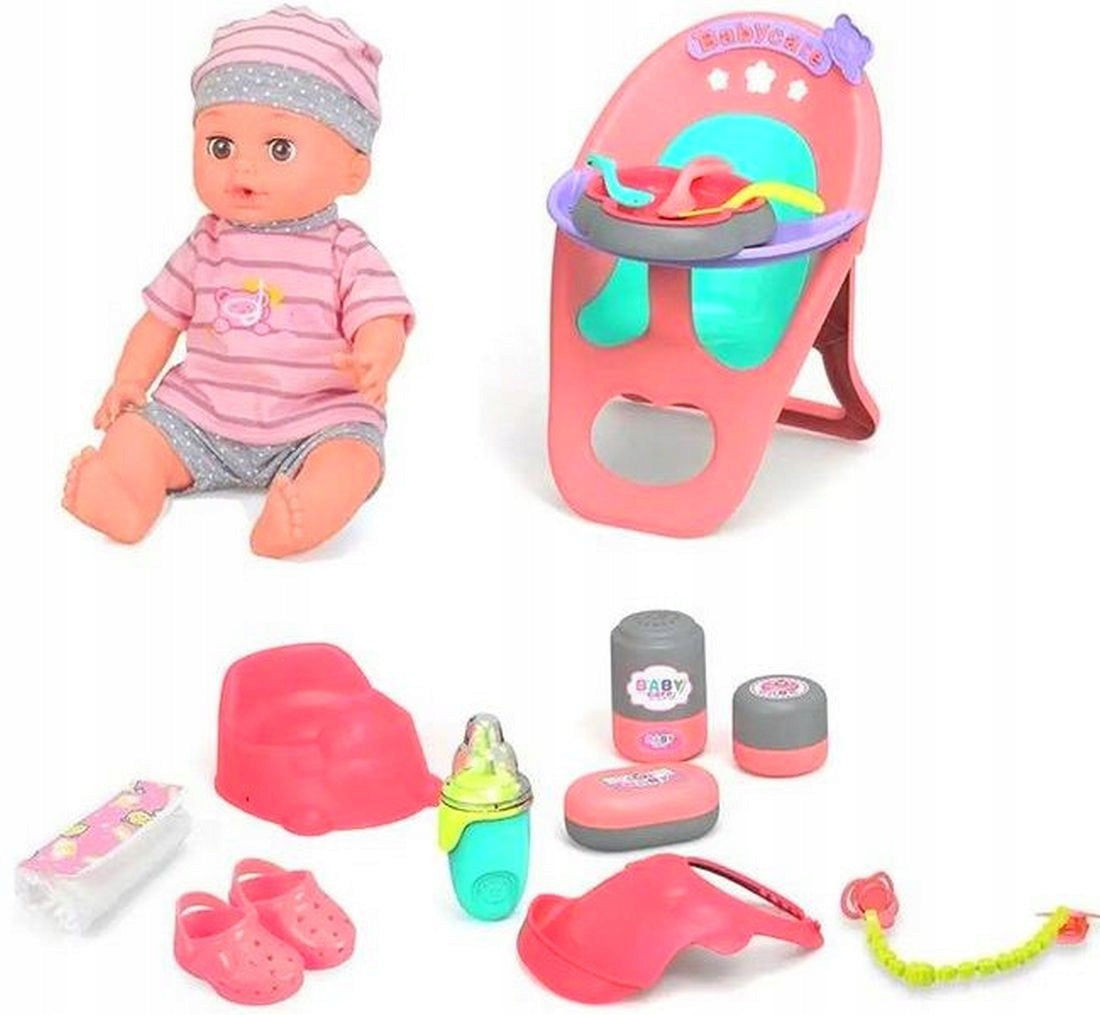 BABY DOLL DRINKS PEE SAYS in Polish CRIES 24 SOUNDS HIGH CHAIR Brand Sferazabawek