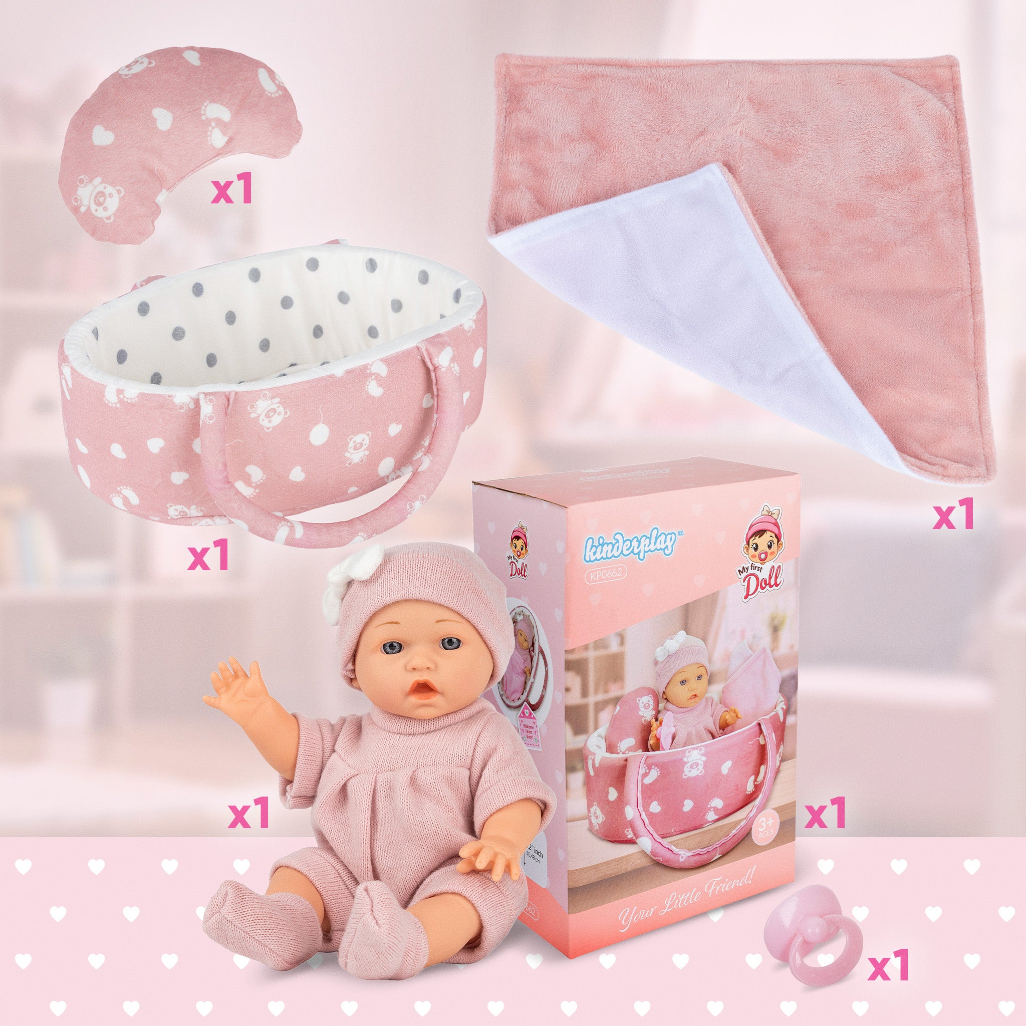 BABY DOLL WITH CARRIER KINDERPLAY ACCESSORIES BABY 30CM COCOON Manufacturer code KP0662