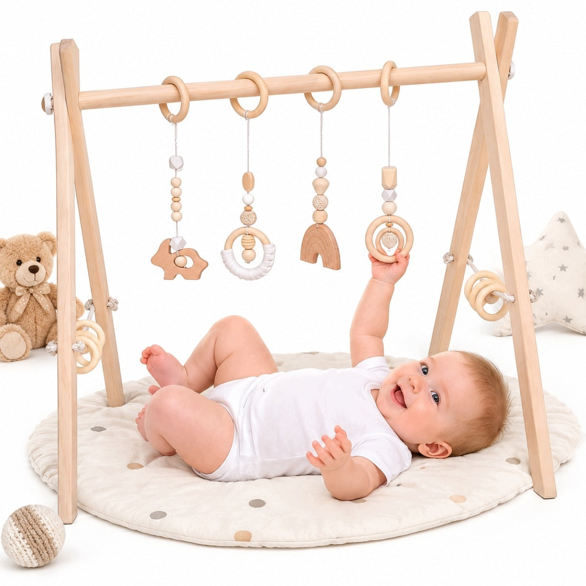 BABY GYM WOODEN GYM EDUCATIONAL STAND FOR CHILDREN AND BABIES