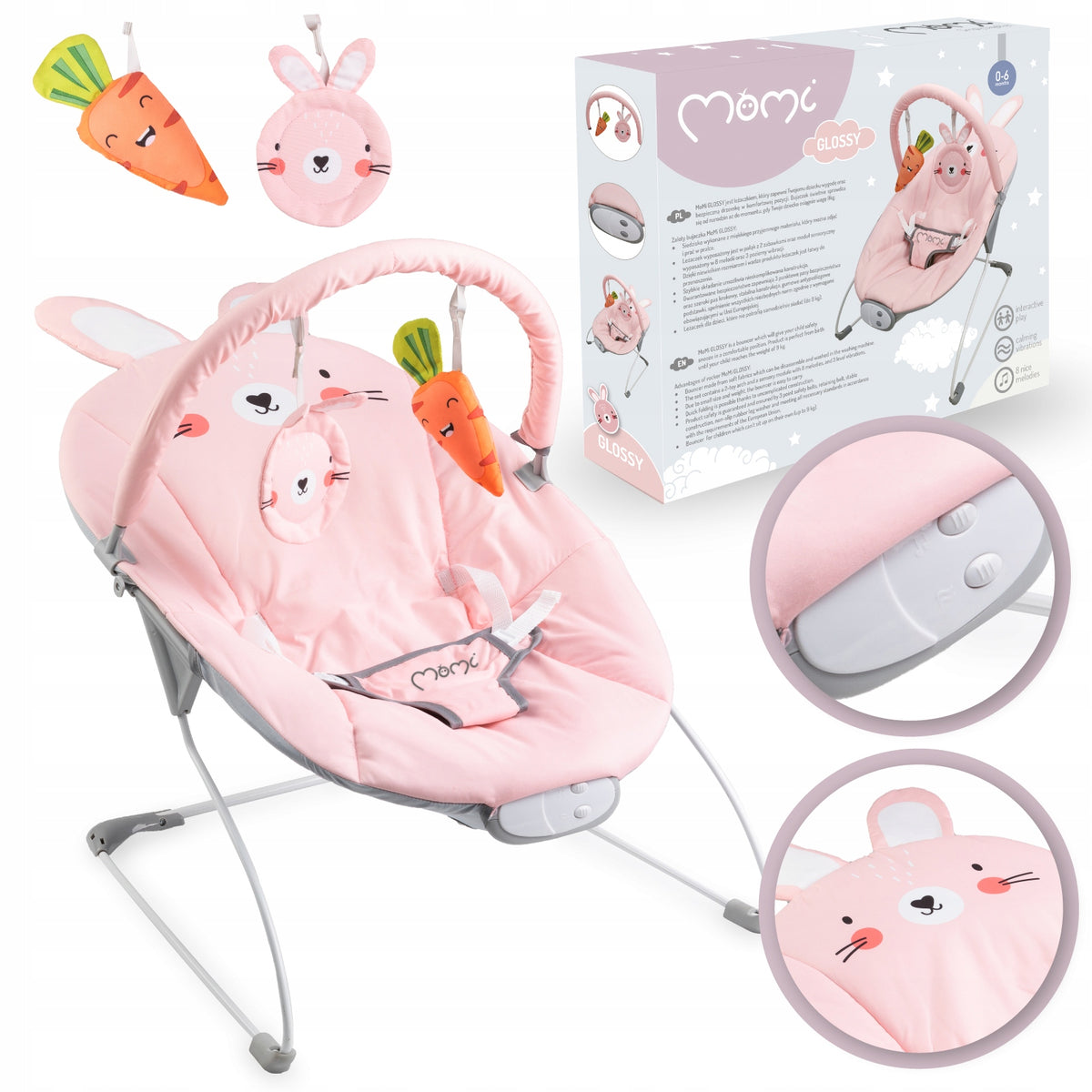 BABY LOUNGER - MoMi GLOSSY PINK - TOYS MELODIES VIBRATION