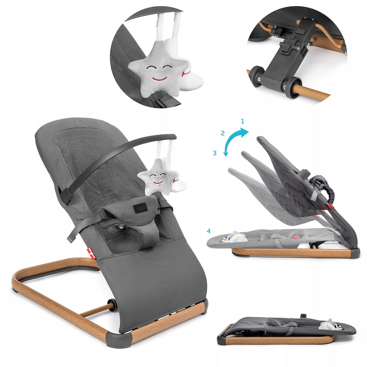 BABY LOUNGER ROCKER FOLDING 3 LEVELS OF ADJUSTMENT - Moln