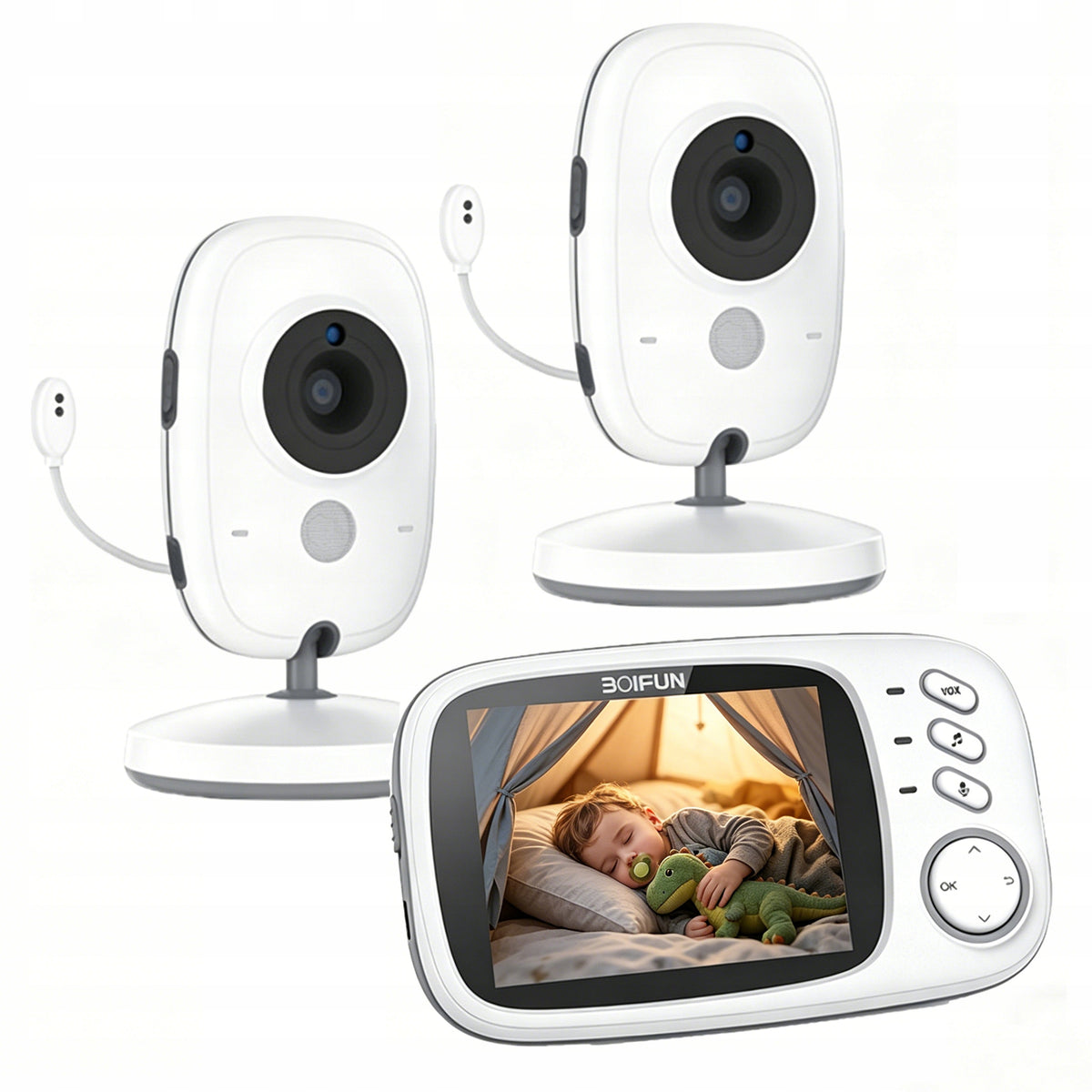 BABY MONITOR 2 CAMERA LIVE LCD 3.2" VOX Temperature Sensor