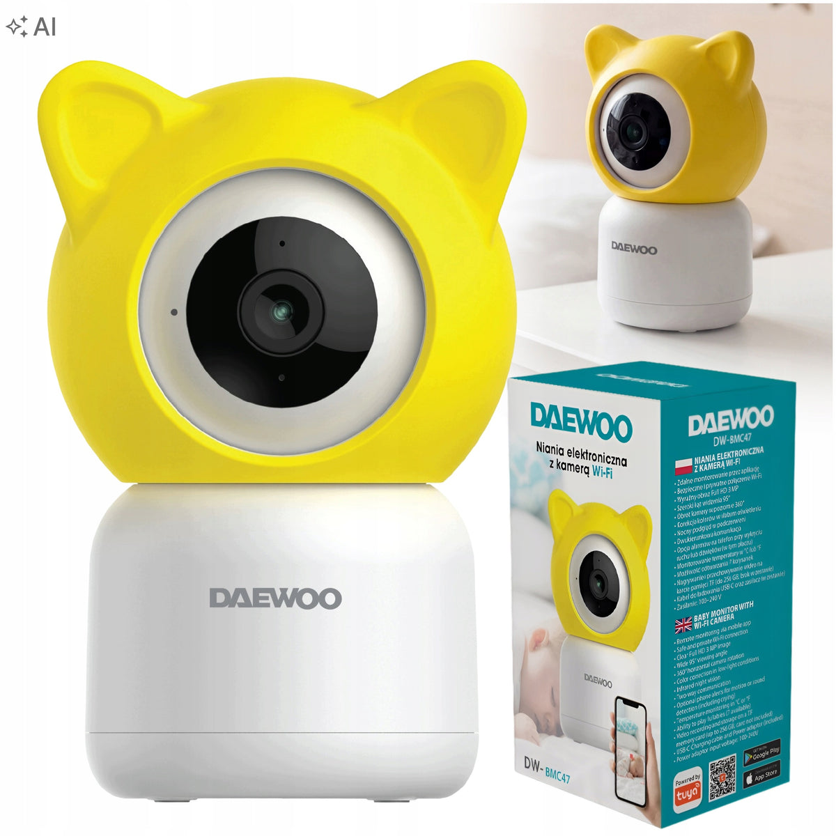 BABY MONITOR BABY CAMERA FULL HD DAEWOO WI-FI SCREEN NIGHT