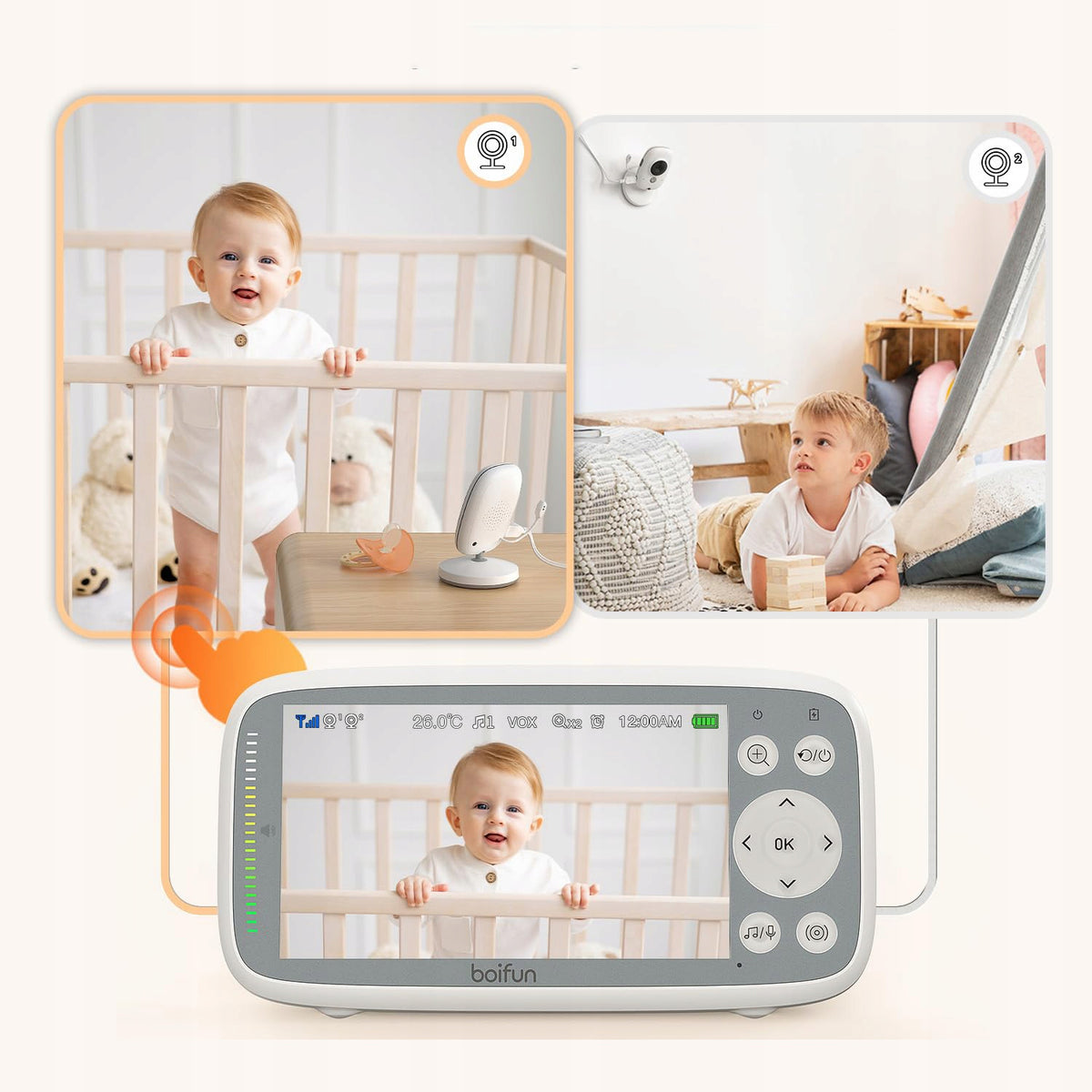 BABY MONITOR ELECTRONIC CAMERA 1080P 4'' IPS LCD FOR NIGHT VOX + ROTARY HANDLE Packaging status original