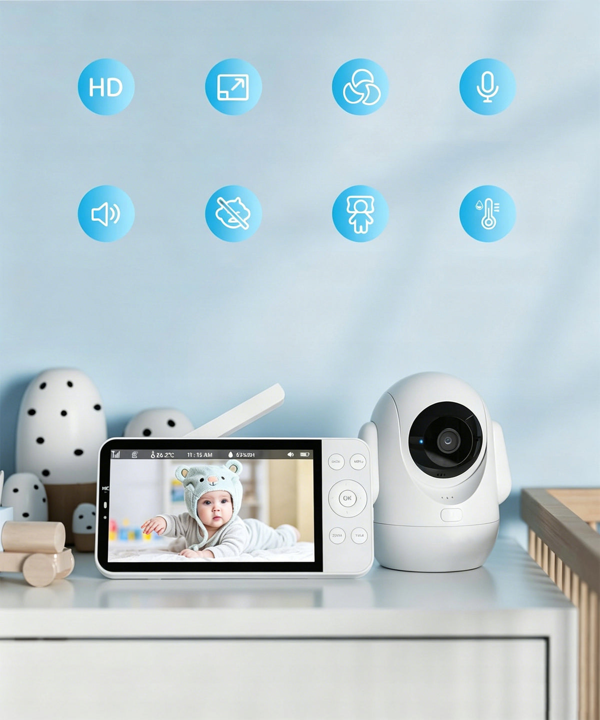 BABY MONITOR WIFI WITH 4MP LCD CAMERA 5.5" ROTATING 360° PTZ 4xZoom Packaging status original