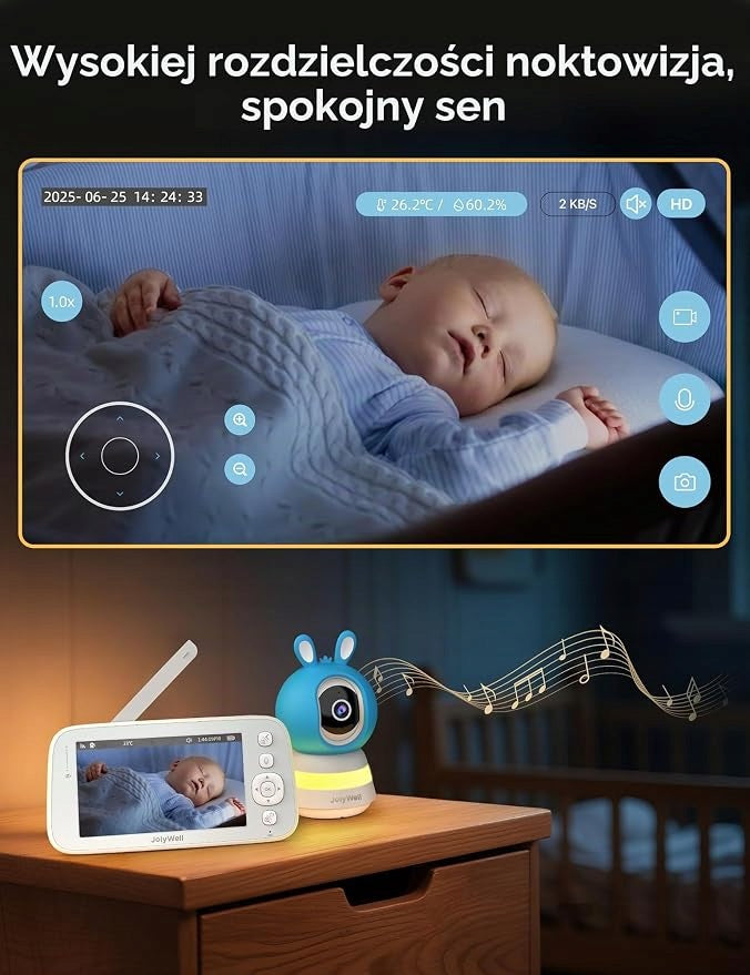 BABY MONITOR WITH CAMERA AND APP 5" IPS VOX ROTATING SMART Packaging status original