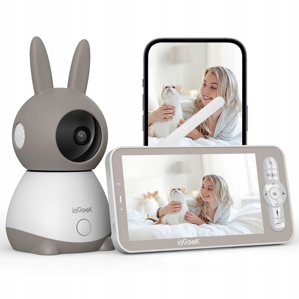 BABY MONITOR WITH WIFI CAMERA 720P PTZ 355°+LCD MONITOR 5" 3000mAh AKU Packaging status original