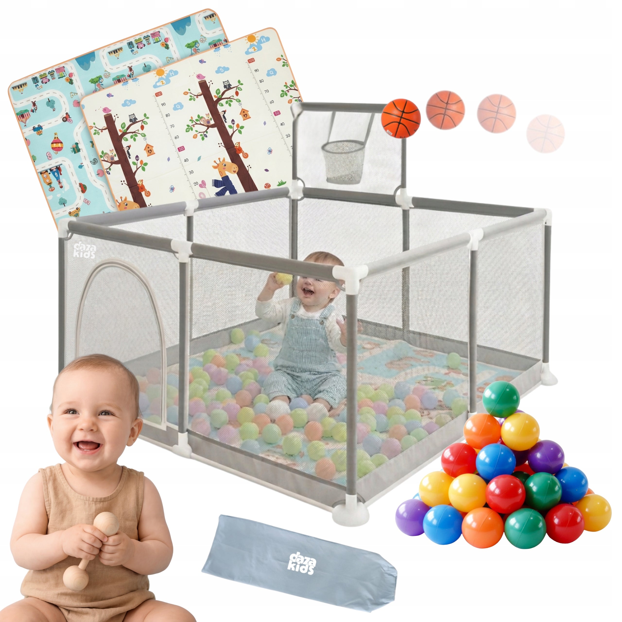 BABY PLAYPEN 126x126 BAG SOFT BASKETBALL MAT BALLS