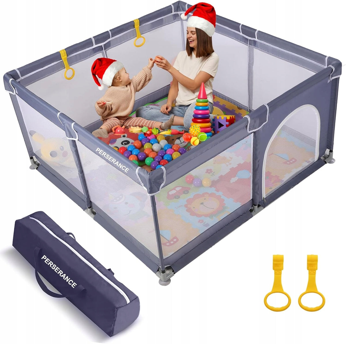 BABY PLAYPEN FOLDING 127x127CM GREY Packaging status original